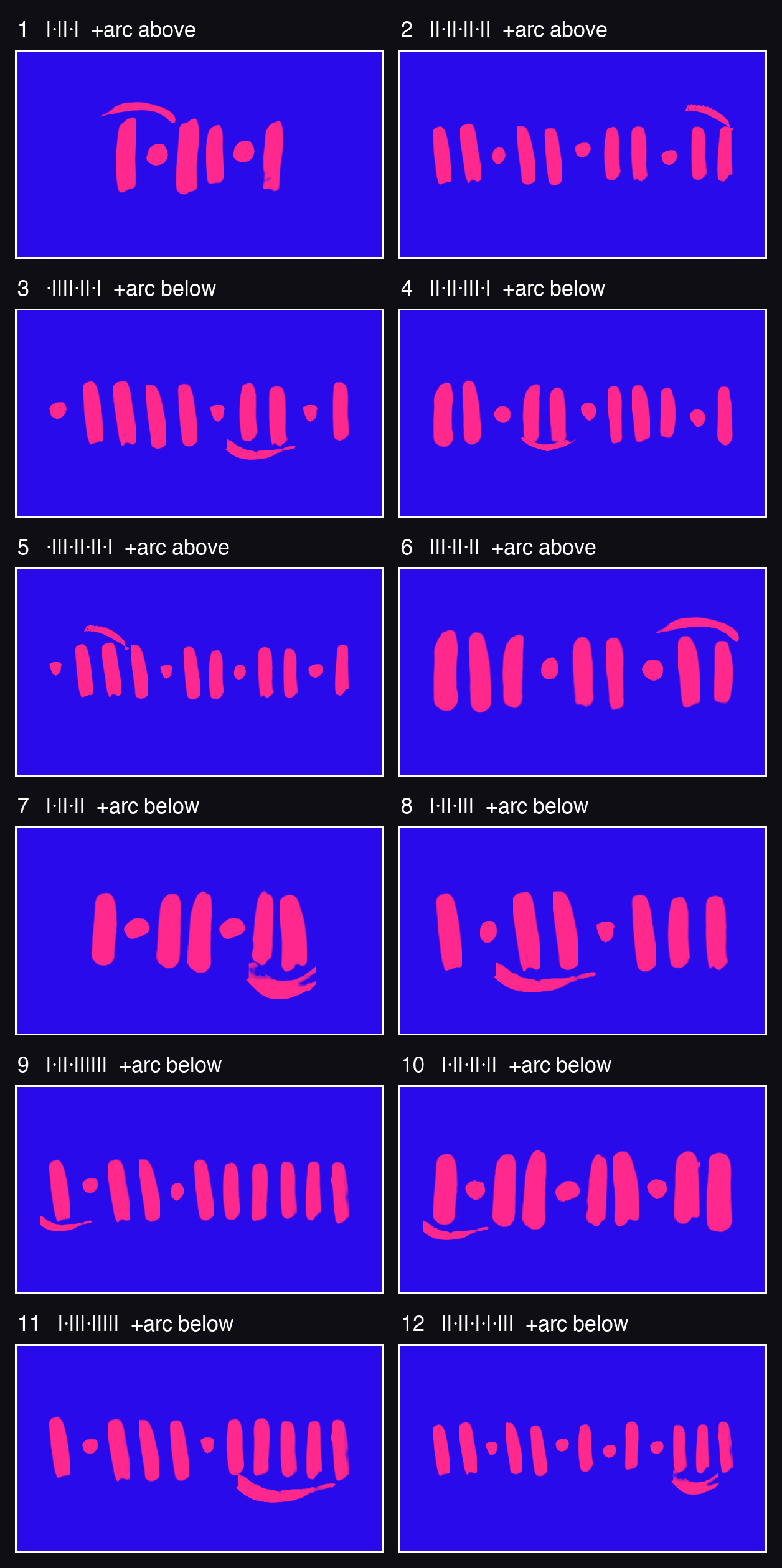 Original handwritten counting marks: lines, dots and arcs